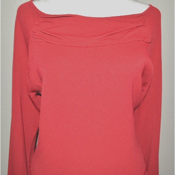 BCBG Max Azria Women’s Red Knit Dress Long Sleeve Belted Waist XL - Picture 2 of 5